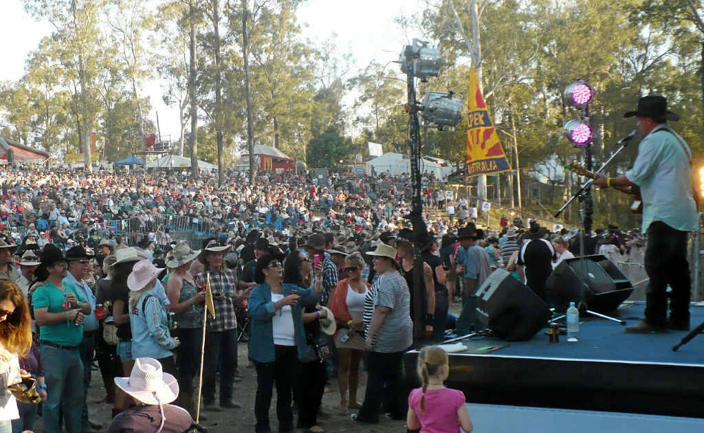 Gympie country musician Lance Friend was invited to do an impromptu performance on the Muster main stage before John Williamson in front of a crowd of thousands on Sunday. Gympie country musician Lance Friend was invited to do an impromptu performance on the Muster main stage before John Williamson in front of a crowd of thousands on Sunday.